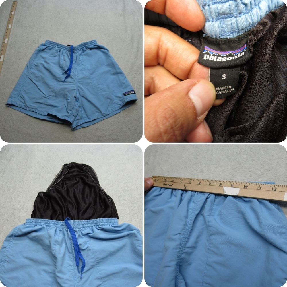 Patagonia Baggies Swim Shorts Men Small Light Blue Lined ElasticWaist Trunk 4.5"